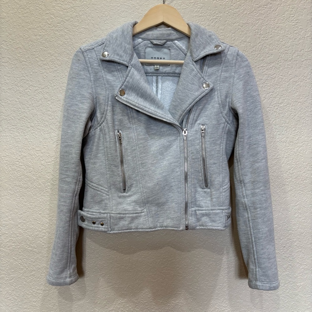Blank NYC Sweatshirt Moto Jacket in Heather Gray Size Small Minimalist Bikercore